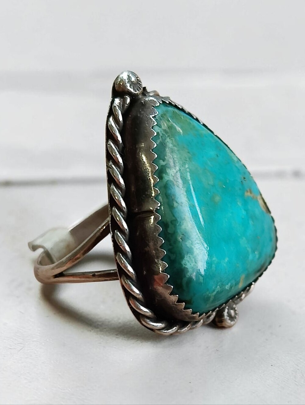 Antique Sterling Silver Navajo Turquoise Ring